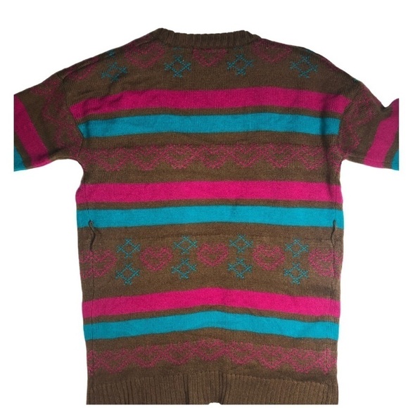 Forever 21 Vintage Knit Cardigan Multi Large Stripe Women’s Sz L - Picture 2 of 6